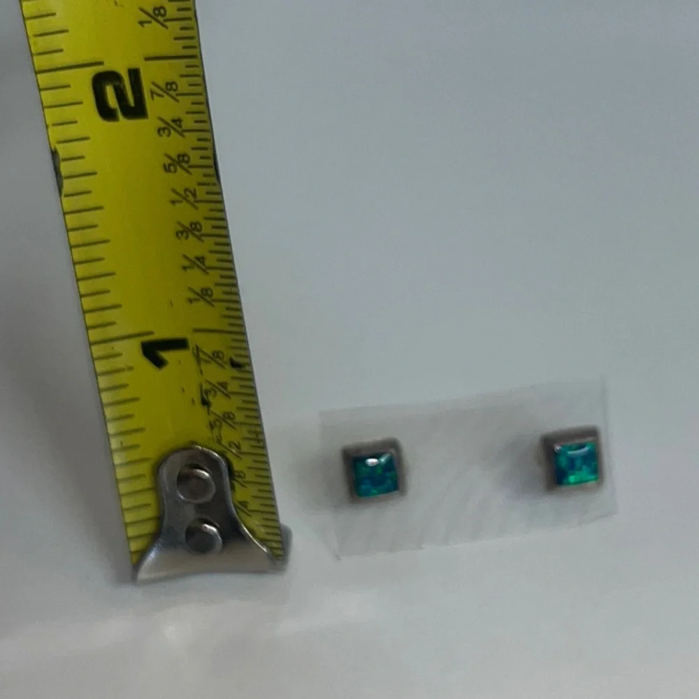 Vintage 90’s Sterling Silver Teal Opal Inlay Stud Earrings #opal #90’s #vintage